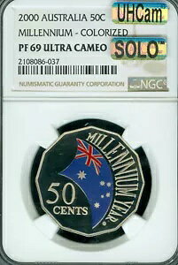 2000 �I�[�X�g�����A �J���[ �~���j 50 �Z���g NGC PF69 MAC UHCam SOLO �ō����X�|�b�g���X *