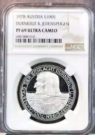 1978 オーストリア シルバー 100 シリング ダンクルット & イェーデンスパイゲン NGC PF 69 ウルトラ カメオ