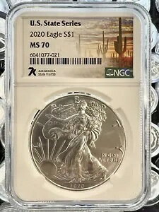 2020 �A�����J�� �V���o�[ �C�[�O�� �h�� NGC MS70 7K �A���]�i�B���x�� ** COA ���P�[���Ȃ�
