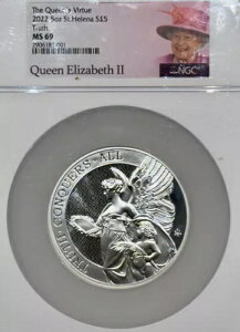 2022 �Z���g�w���i UK 5PND 5 �I���X �V���o�[ QUEEN'S VIRTUE TRUTH NGC MS69