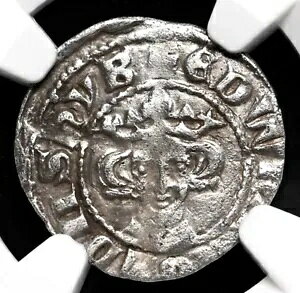 イングランド。エドワード1世ロングシャンクス、1272-1307。シルバーペニー、S-1408、NGC XF40