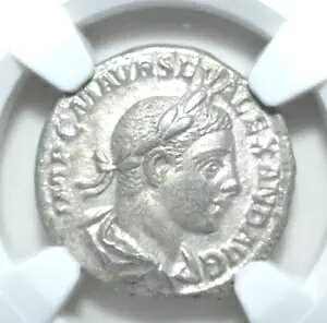 SEVERUS ALEXANDER、AD 222-235、AR デナリウス、NGC 認定、----83---