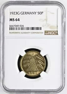J 310 50 tFjq 1923 N G NGC MS 64 KM055-