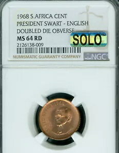 1968 DDO SOUTH AFRICA ENGLISH CENT NGC MS64 RD MAC SOLO FINEST & SPOTLESS *