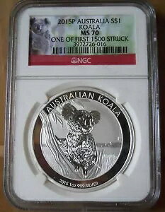 2015 P �I�[�X�g�����A �R�A�� NGC MS70 1 �g���C�I���X .999 �V���o�[ �ŏ��� 1500 ���X�g���C�N����܂����B