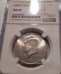 2008 SMS NGC MS 68 KENNEDY HALF *** ���A �|�b�v 28/10 �L�[ �f�[�g SMS �T�e���d�グ ***