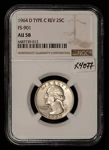1964-D 25c ���V���g�� �N�H�[�^�[ - FS-901 Type-C Rev of 65 - NGC AU 58 - X4077