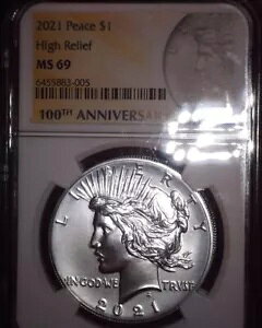 2021 MS69 Peace HIGH RELIEF SILVER DOLLAR NGC MS 69 2021 100NLOx