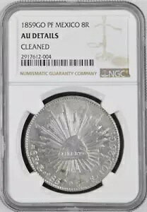 :1859-GO PF GUANAFATO 8-REALES MEXICO RADIANT CAP NGC AU-DETAIL �㋉�O���[�h