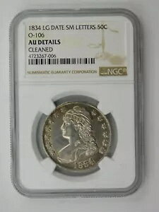 1834�NLg.���tSm.���^�[ O-106 �L���b�v �o�X�g 50c NGC �O���[�h AU �ڍ׃N���[�j���O�ς� (524)