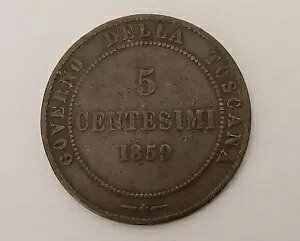 C^A gXJ[ib萭{ 5 Centesimi 1859 KM#6 - VF