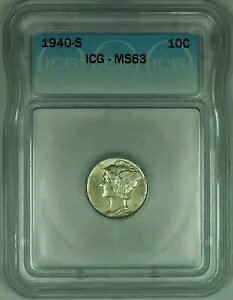 1940-S �}�[�L�����[ �V���o�[ �_�C�� 10c �R�C�� ���C�g�g�[�� ICG MS 63 (53)