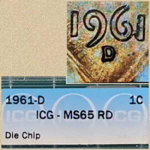�_�C �`�b�v �G���[ ~ 1961 D �����J�[�� �Z���g ICG MS65 RD�B���Ђ�T5494