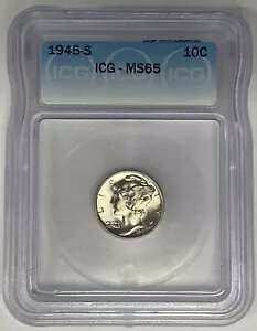 1945-S �}�[�L�����[ �_�C�� 10c �R�C�� ICG MS 65 (6) E