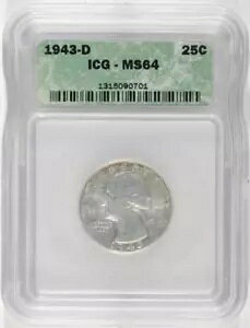 1943-D ���V���g�� �V���o�[ �N�H�[�^�[ 25c ICG MS64 1315090701