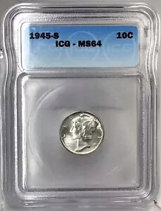 1945-S 10C �}�[�L�����[ �_�C�� ICG MS64 #