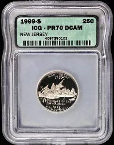 1999-S 25c �v���[�t �j���[�W���[�W�[ �j���[�W���[�W�[ �X�e�[�g �N�H�[�^�[ ICG PR 70 DCAM �J���I PF �T���t�����V�X�R