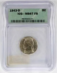 1943-D WFt@[\ EH[ jbP ICG MS67 FS t Xebv 5c Vo[ jbP