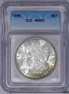 1896 ���[�K�� �V���o�[ �_���[ 1 �h�� ICG MS63 - �h��ȐF�̃X�v���b�V���I