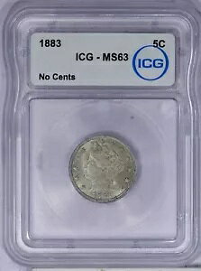 1883 リバティ V ニッケル 5C ICG MS63 - セントなし