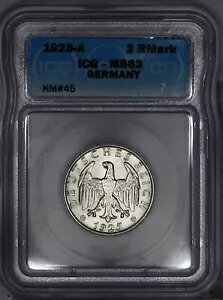1925-A 2 CqX }[N hCc KM# 45 ICG MS63 LB