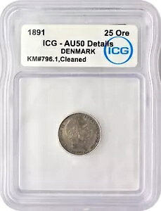 1891 �f���}�[�N 25 �z�� ������ ICG AU50 �ڍ� ���ς� KM# 796.1