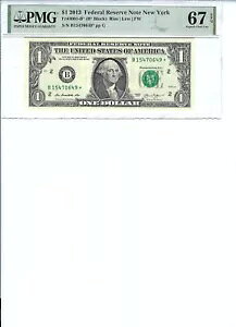 2013 $1 FRN FR3001-B* PMG 67 Gem UNC EPQAj[[N * S/N B15470649* ɒӂĂB