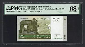 マダガスカル 200 アリアリ 2004 P87c 未流通 グレード 68 トップ ポップ
