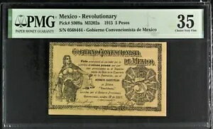 LVR Rev / Gob Conv de Mex P#: S909a M3202a 1915 5 y\ PMG Ch.ɍׂ 35
