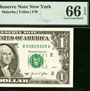 2021 $1 FRN PMG 66EPQ - ��Ζ����ʃj���[���[�N - �t�@���V�[ �V���A���ԍ� 93829329
