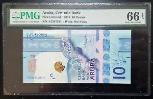 Centrale Bank Aruba 10 Florins 2019 �v���t�B�b�N�X A PMG 66EPQ