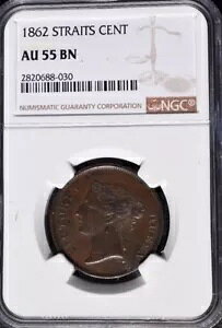 1862 Straits Settlements 1 CentANGC AU 55A}[VA