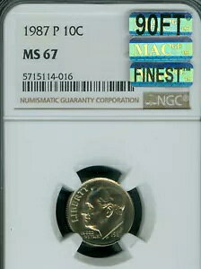1987 �v���[�Y�x���g �_�C�� NGC MS67 90�t�B�[�g PQ MAC �ō����O���[�h �X�|�b�g���X �t�B�[�g�� 1,000 �h���B