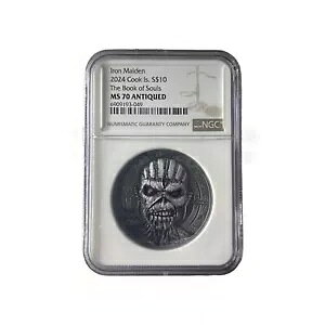 2024 クック諸島 $10 アイアン メイデン ブック オブ ソウルズ 2 オンス シルバー コイン - NGC MS 70