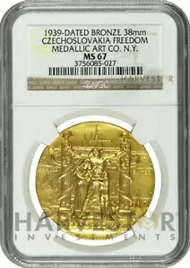 1939 年 チェコスロバキア フリーダム メダル - 銅メダル - ニューヨーク万博 - NGC MS67 - トップ ポップ