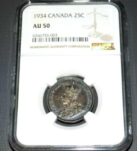 NGC CANADA Ji_ 1934 25C AU50 AU 50 25 Zg O[h L[ f[g RC