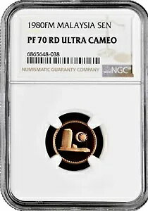 マレーシア 1 銭 1980 FM、NGC PF70 RD UC、「マレーシア連邦 (1967 - 2023)」
