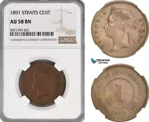 A5/991 Straits SettlementsArNgAA1 Zg 1891AhǁAKM# 16ANGC AU58