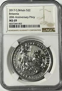 2017 �N�u���^�j�A 20 ���N�B�`�����I�b�g NGC MS 69 �p�� 1 �I���X .999 �V���o�[ �R�C��