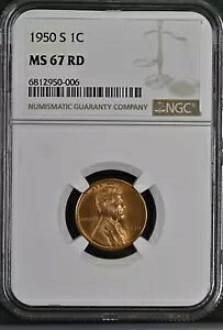 1950-S 1C RD J[ 1 Zg NGC MS67RD 6812950-006