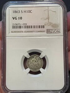 1863 S Seated Liberty Half Dime - �T���t�����V�X�R�ANGC �F��AVG 10