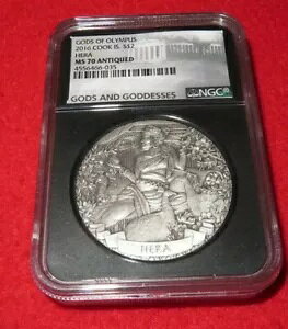 2016 NGC MS 70 �N�b�N�A�C�����h 2oz �V���o�[ $2 GODS OF OLYMPUS HERA �A���e�B�[�N���H