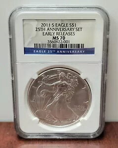 2011 S MS70 �A�����J�� �V���o�[ �C�[�O�� $1 NGC ���������[�X 25 ���N�L�O�Z�b�g