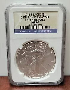 2011 S MS70 �A�����J�� �V���o�[ �C�[�O�� $1 NGC ���������[�X 25 ���N�L�O�Z�b�g