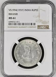INIDA ���s�[ 1937 (VS 1994)�ABIKANIR�A����̂��� NGC MS61 �����ʁA�󏭁B A23