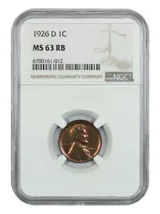 1926-D 1C NGC MS63RB - �����J�[�� �Z���g (�E�B�[�g ���o�[�X)