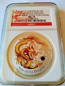 2012-P $1 �I�[�X�g�����A �h���S���N NGC MS70 �J���[ �����{���� ANDA �R�C�� �V���[