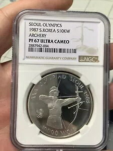 1988 �؍� 10KW �\�E���I�����s�b�N �A�[�`�F���[ �V���o�[ NGC PF67 ULTRA CAMEO