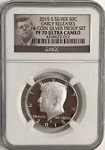 2015-S �V���o�[ E.R. 14 �R�C�� PR �Z�b�g �P�l�f�B 50C PF70 �E���g�� �J���I NGC