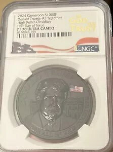 2024 NGC PF70 �J�����[�� 1000F 1oz �V���o�[ �v���[�t �I�u�V�f�B�A�� �h�i���h �g�����v UCAM FDOI